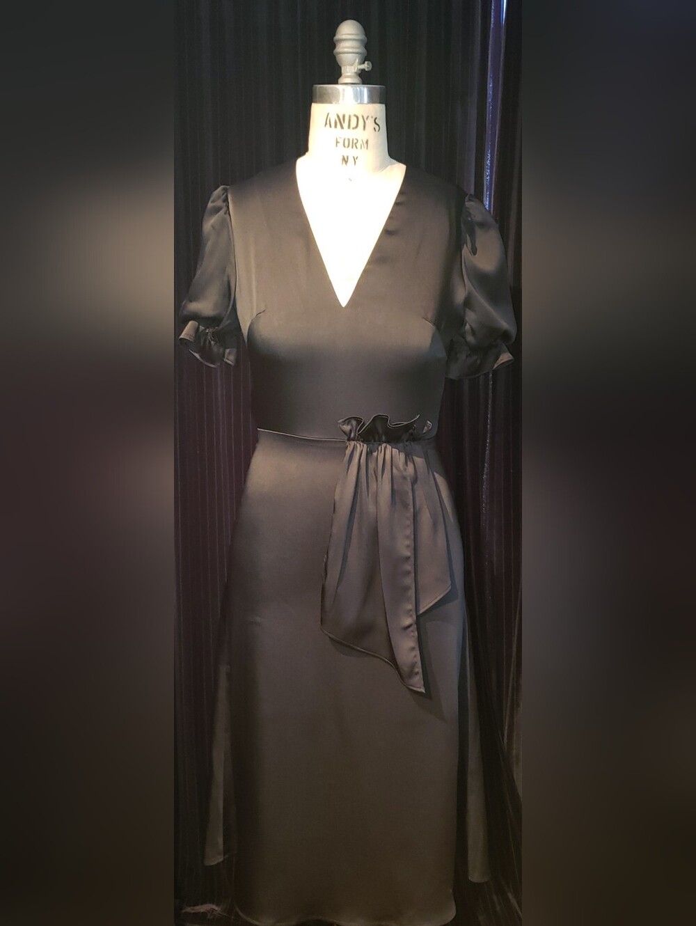 Black Bias Cut 60's Jackie O Midi Dress